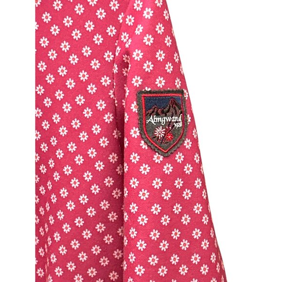 Almgwand Pink Orange Womens Hooded Jacket Size 38 Floral Pattern Full Zip - Picture 2 of 6